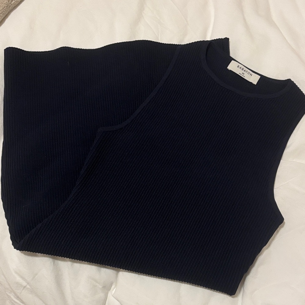 Babaton Navy Ribbed Sleeveless dress
